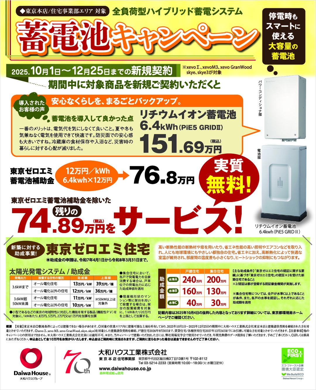 ★蓄電池キャンペーン★10/1(水)～12/25(木)